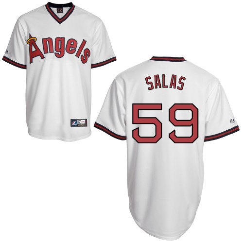 Fernando Salas #59 mlb Jersey-Los Angeles Angels of Anaheim Women's Authentic Cooperstown White Baseball Jersey